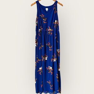 A New Day Sleeveless Royal Blue Floral Maxi  Dress Boho Elastic Waist XXL Vneck